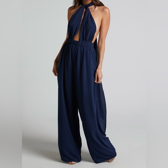 NEW Plunging Navy Jumpsuit - Picture 4 of 4